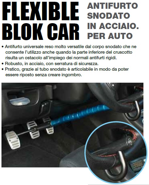 Antifurto meccanico corazzato auto blocca volante universale telescopico